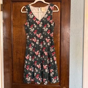 ModCloth Woodland Creatures Squirrels and Mushrooms Green Dress